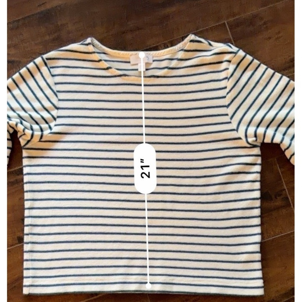 The White Company Organic Cotton Towelling Striped T-Shirt Women's M Blue White - Picture 5 of 11